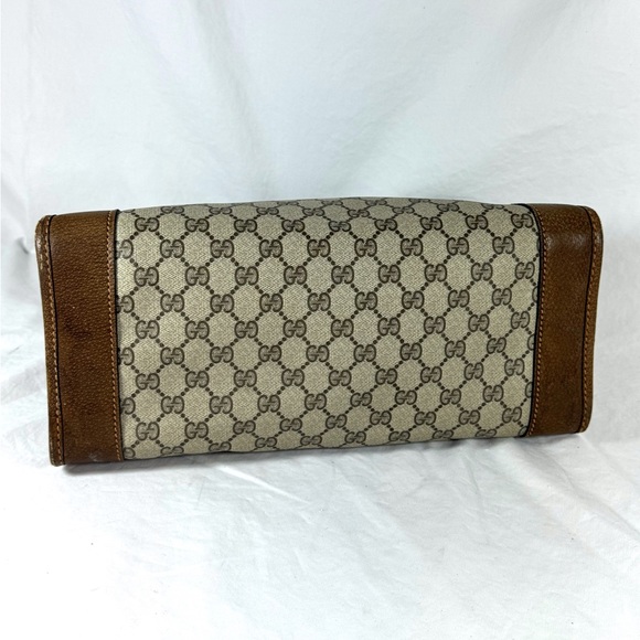 80's GUCCI Canvas Brown Leather GG Web Ophidia Boston Doctor Bag Made in Italy - Picture 7 of 17